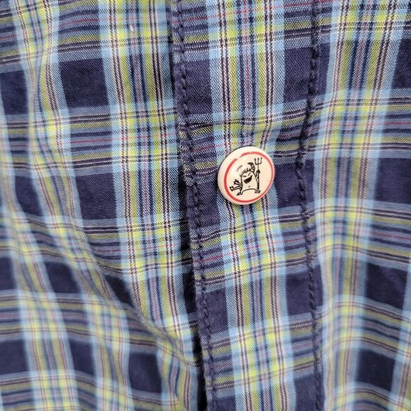 Robert Graham Tailored Fit Cotton Blue Plaid Men's Size Large Button Up Shirt - Picture 5 of 13